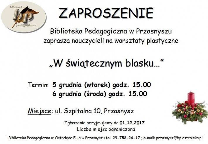 Warsztaty plastyczne dla nauczycieli - zaproszenie