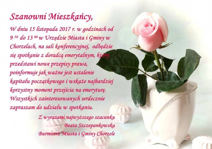 Chorzele: Spotkanie z doradcą emerytalnym - zaproszenie