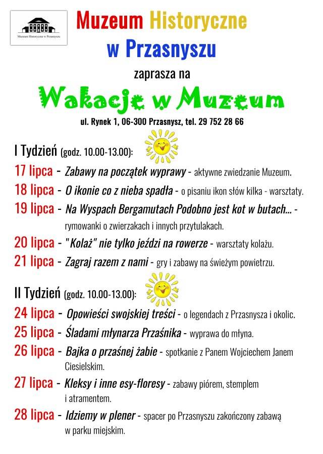 Wakacyjne w Muzeum - program