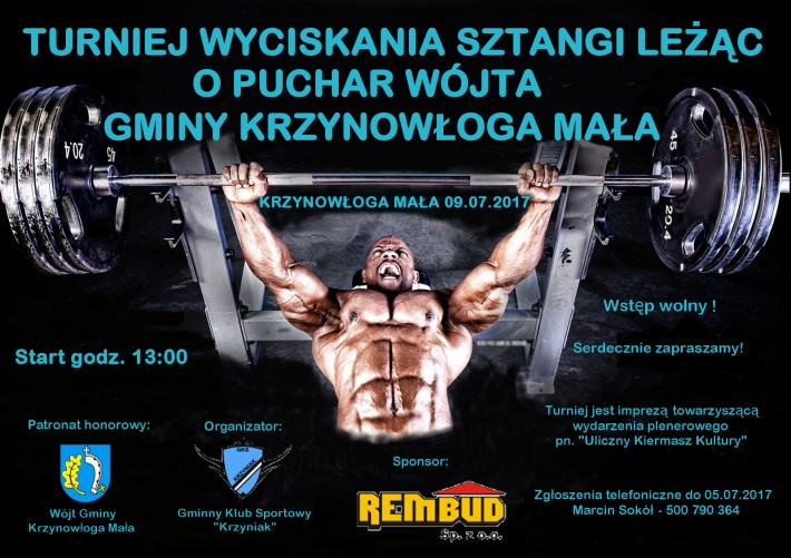 Turniej wyciskania sztangi leżąc - zaproszenie