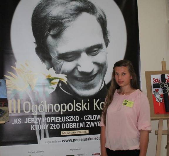 Anna Zembrzuska finalistką Ogólnopolskiego Konkursu „Ks. Jerzy Popiełuszko- człowiek prawdy, który zło dobrem zwyciężał”