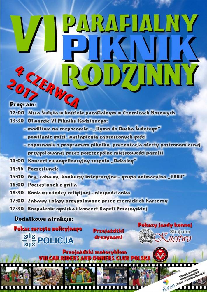 VI Parafialny Piknik Rodzinny w Czernicach Borowych - zaproszenie