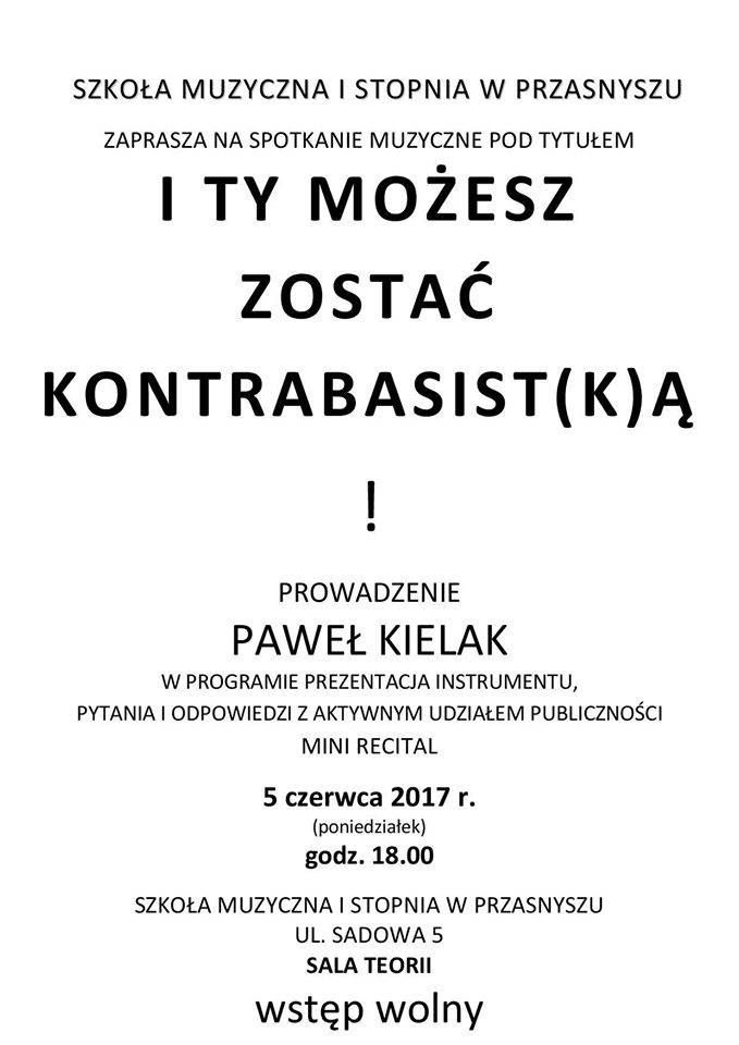 I Ty możesz zostać Kontrabasist(k)ą - zaproszenie na spotkanie muzyczne