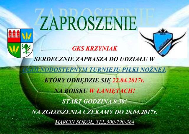 Turniej piłkarski w Łaniętach - zaproszenie