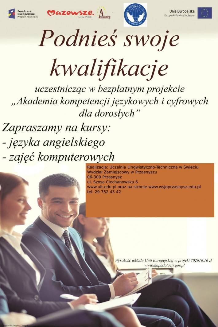 „Akademia kompetencji Językowych i Cyfrowych dla Dorosłych” - zaproszenie na szkolenie