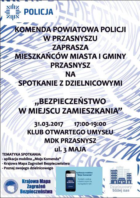 ZAPROSZENIE NA SPOTKANIE Z DZIELNICOWYMI