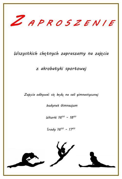 Akrobatyka sportowa w Jednorożcu - zaproszenie