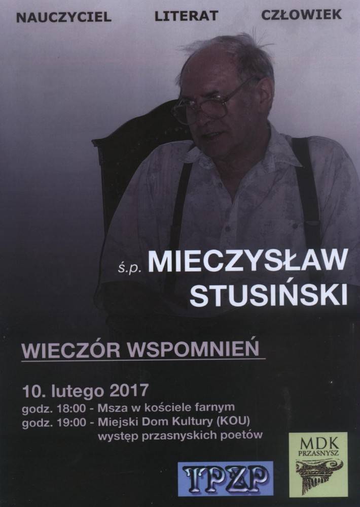 WIECZÓR WSPOMNIEŃ o Mieczysławie Stusińskim - zaproszenie
