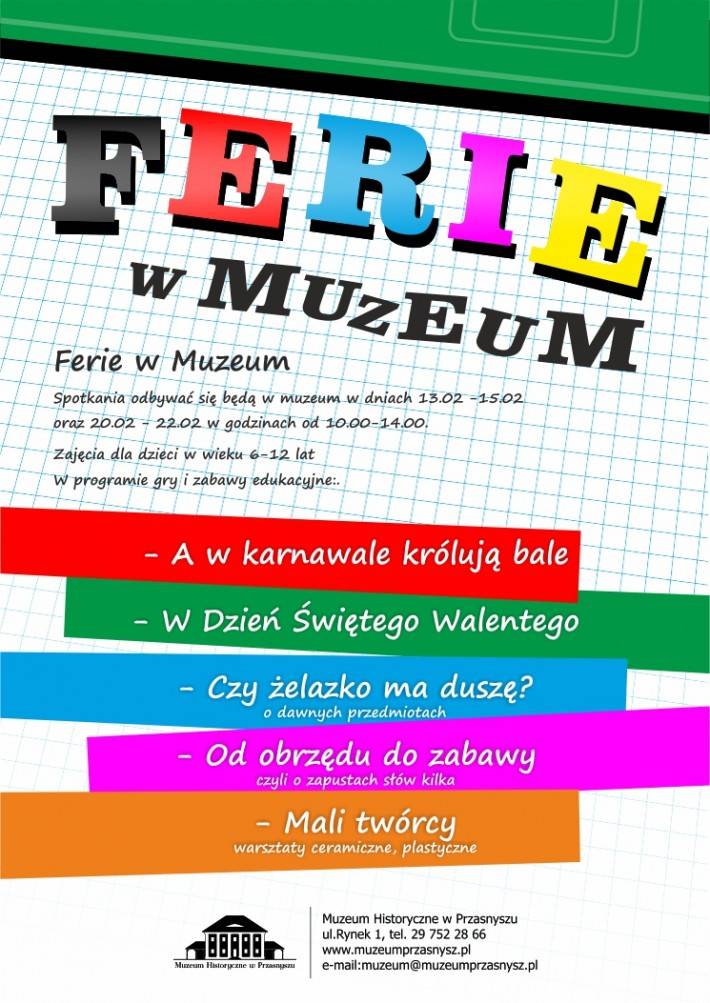 Ferie w Muzeum - zaproszenie