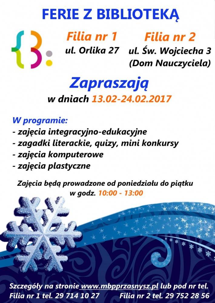 Ferie z biblioteką - zaproszenie