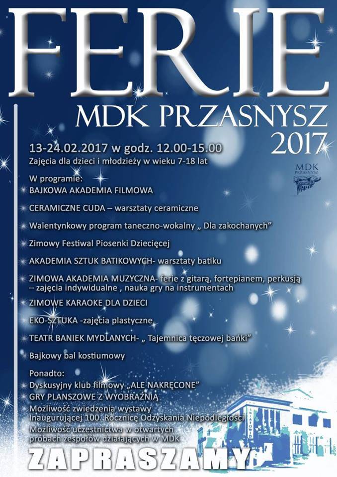FERIE ZIMOWE z przasnyskim MDK