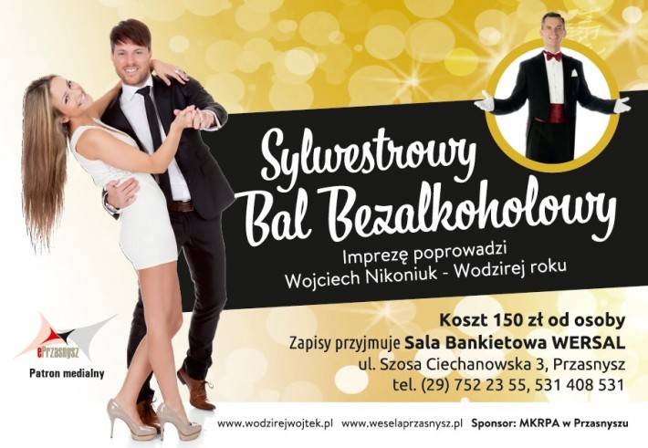 Sylwestrowy Bal Bezalkoholowy z Wodzirejem Roku - zaproszenie