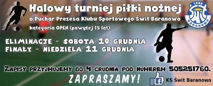 Halowy Turniej Piłki Nożnej w Baranowie - zaproszenie