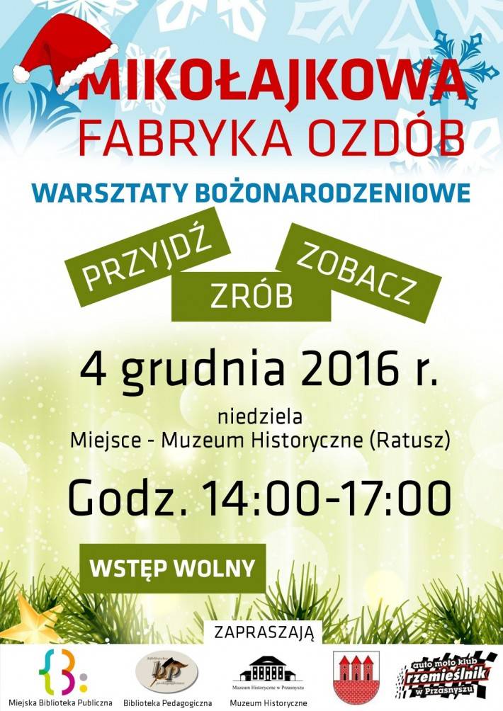 Mikołajkowa Fabryka Ozdób - zaproszenie na warsztaty