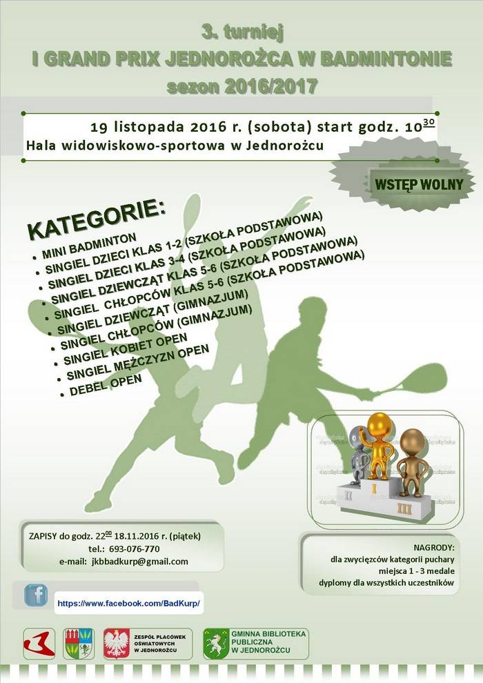 3. turniej I Grand Prix Jednorożca w badmintonie