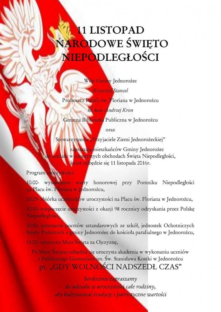11 Listopada w Jednorożcu - zaproszenie