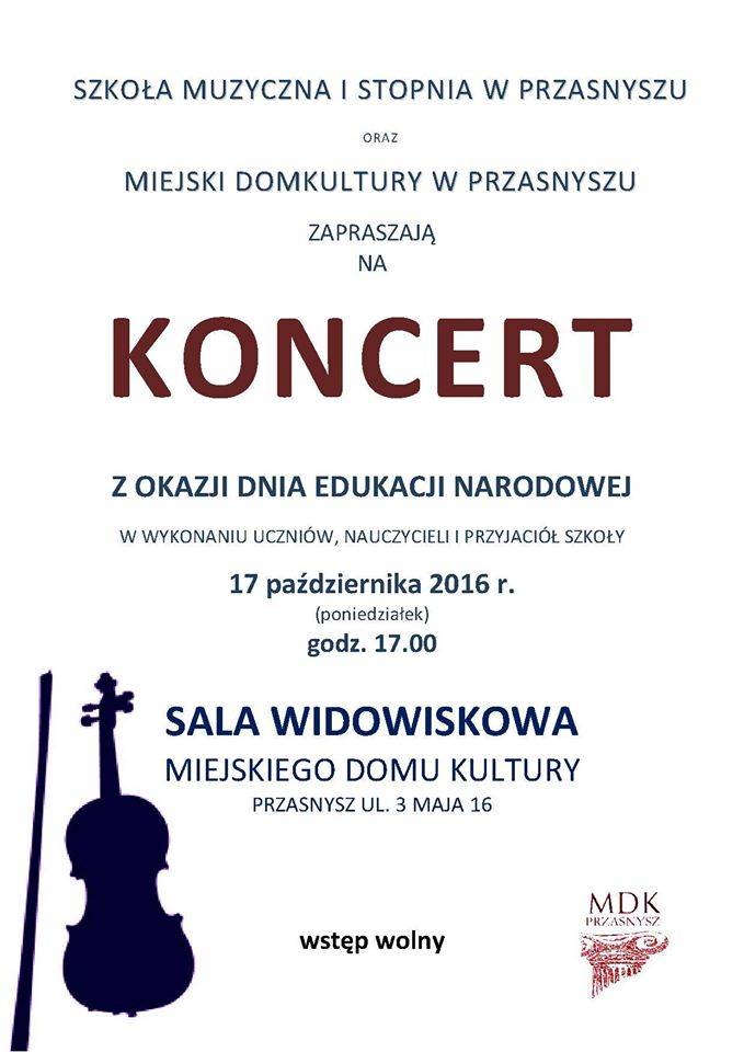 Koncert z okazji Dnia Edukacji Narodowej - zaproszenie