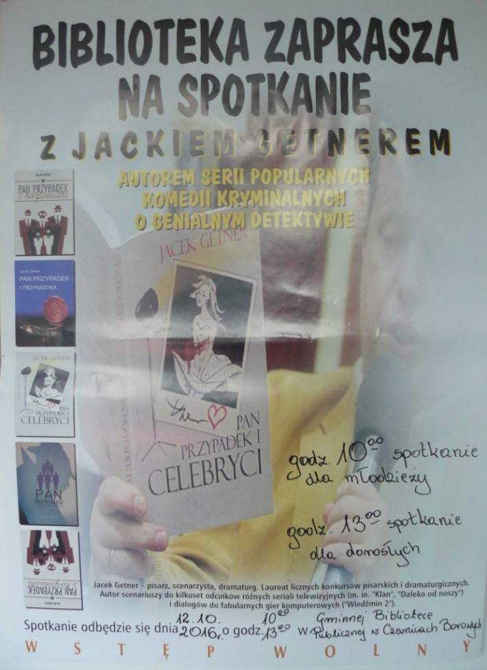 Czernice Borowe: Spotkanie autorskie z Jackiem Getnerem