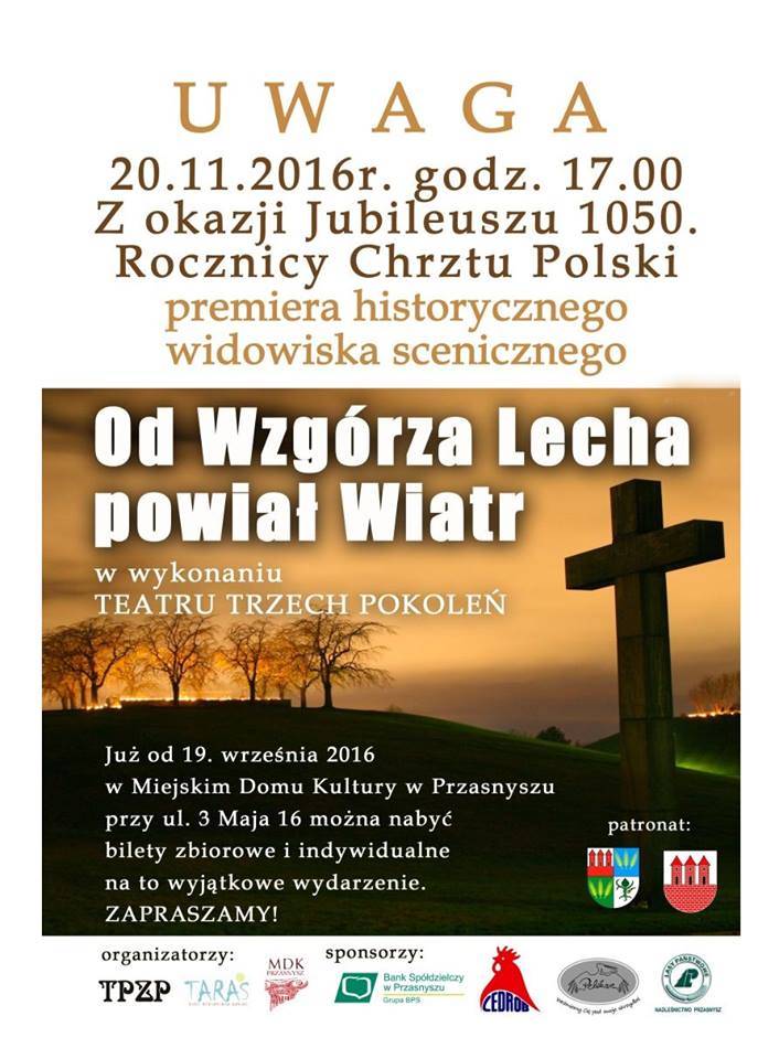Zaproszenie na premierę historycznego widowiska scenicznego