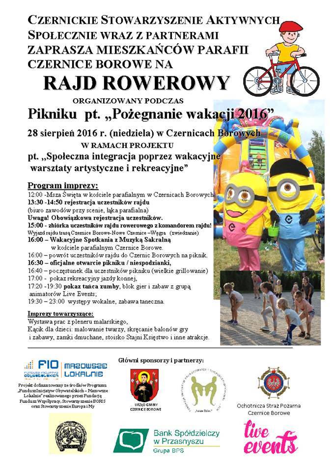 Czernice Borowe: Pożegnanie wakacji 2016 – zaproszenie