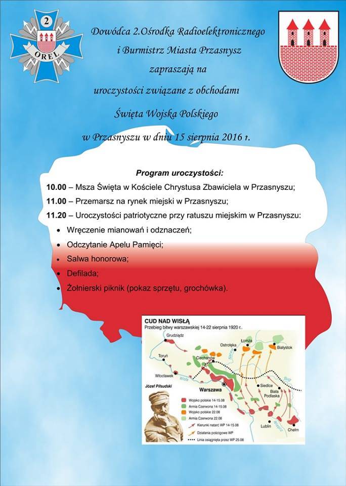 Uroczyste obchody Święta Wojska Polskiego - zaproszenie
