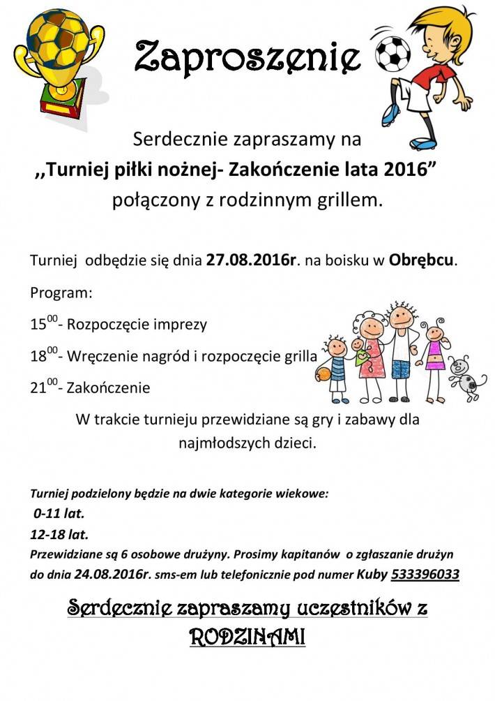 Czernice Borowe: Turniej piłki nożnej - zaproszenie