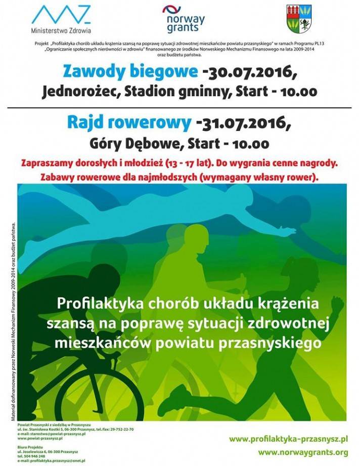 Zawody biegowe i rajd rowerowy - zaproszenie