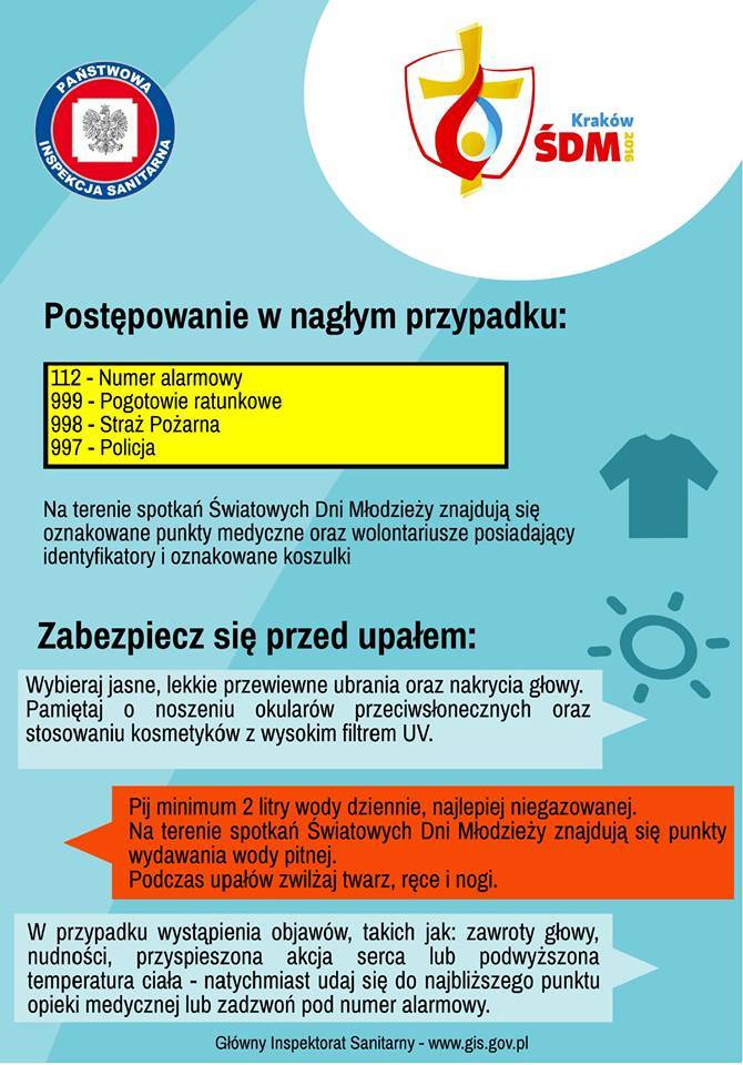 Ulotki informacyjne skierowane do pielgrzymów i rodzin ich goszczących