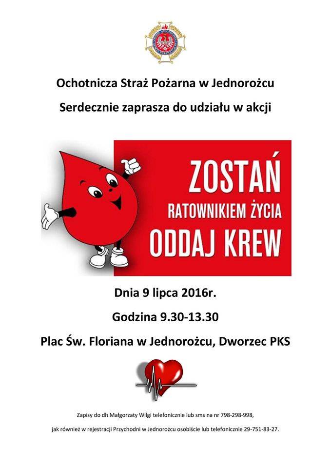 Jednorożec: ZOSTAŃ RATOWNIKIEM ŻYCIA ODDAJ KREW