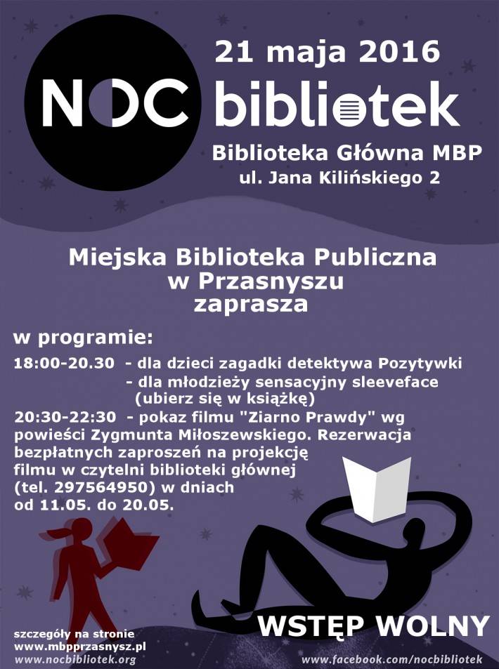 Sensacyjna Noc Bibliotek - zaproszenie