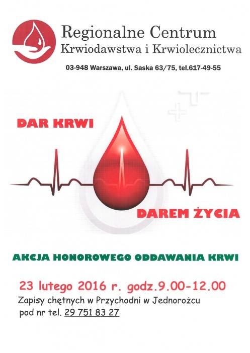 Dar Krwi Darem Życia - Akcja Honorowego Oddawania Krwi