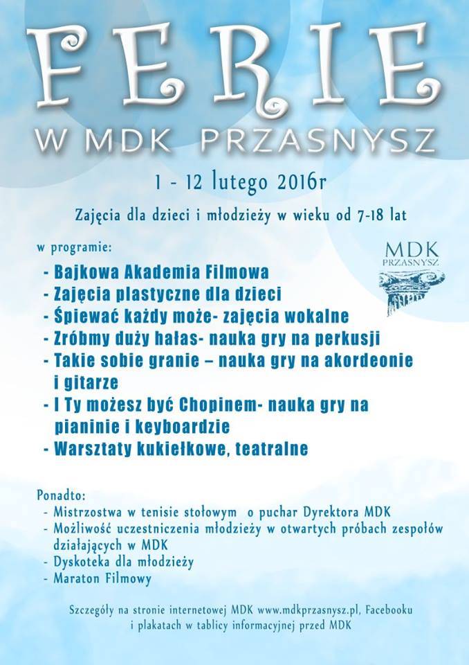 Ferie w MDK Przasnysz