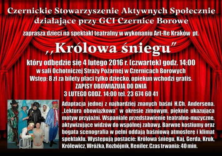Spektakl teatralny „Królowa śniegu” – zaproszenie