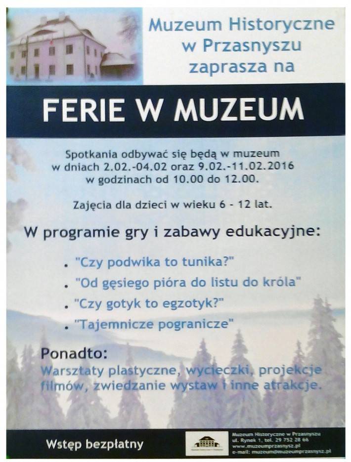 Ferie w Muzeum - zaproszenie