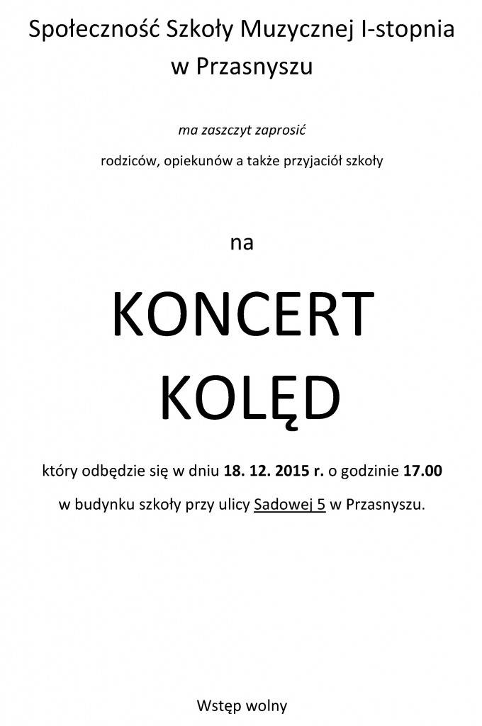 Koncert Kolęd - zaproszenie