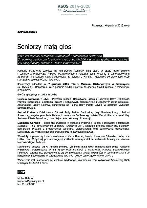 Konferencja „Seniorzy mają głos”