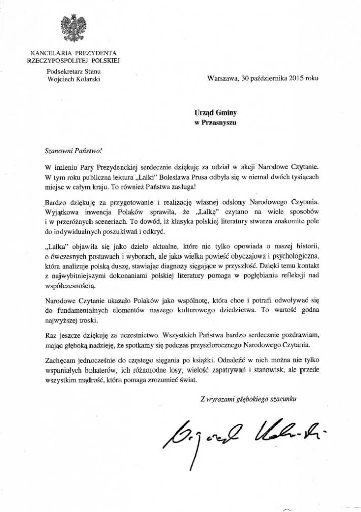 Podziękowanie za udział w akcji 