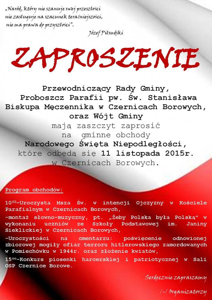 Czernice Borowe: Gminne obchody Narodowego Święta Niepodległości