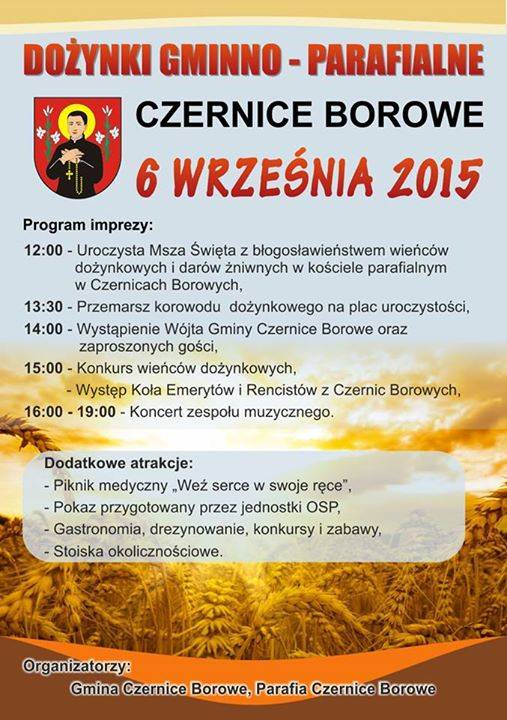 Czernice Borowe: Dożynki Gminno-Parafialne 2015