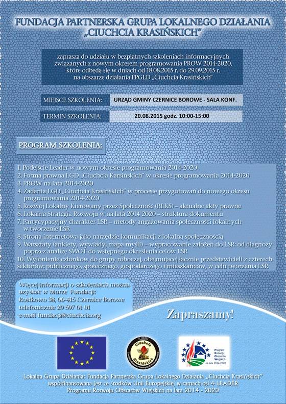 Czernice Borowe: Szkolenie informacyjne PROW 2014-2020