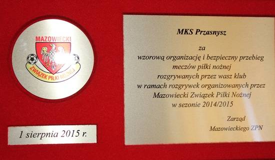 WYRÓŻNIENIE DLA MKS PRZASNYSZ
