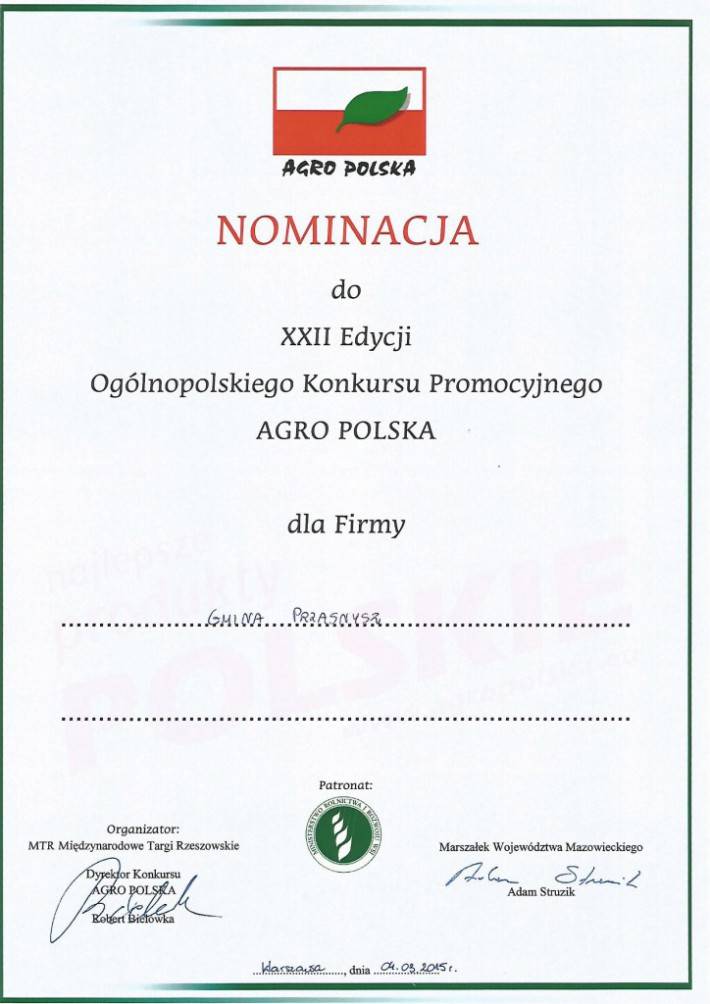 Gmina Przasnysz z nominacją w konkursie AGRO POLSKA