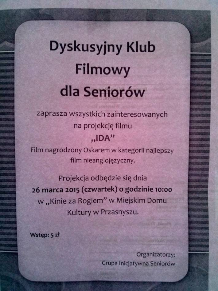 Dyskusyjny Klub Filmowy dla Seniorów 