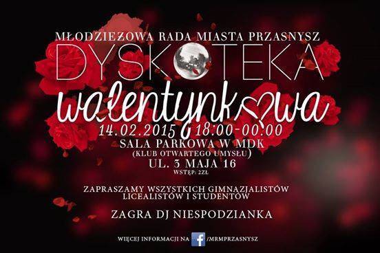 Dyskoteka Walentynkowa - zaproszenie