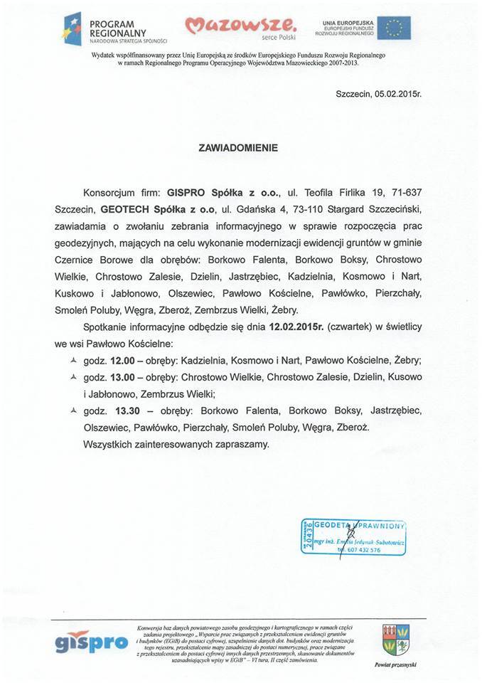 Czernice Borowe: Spotkanie informacyjne