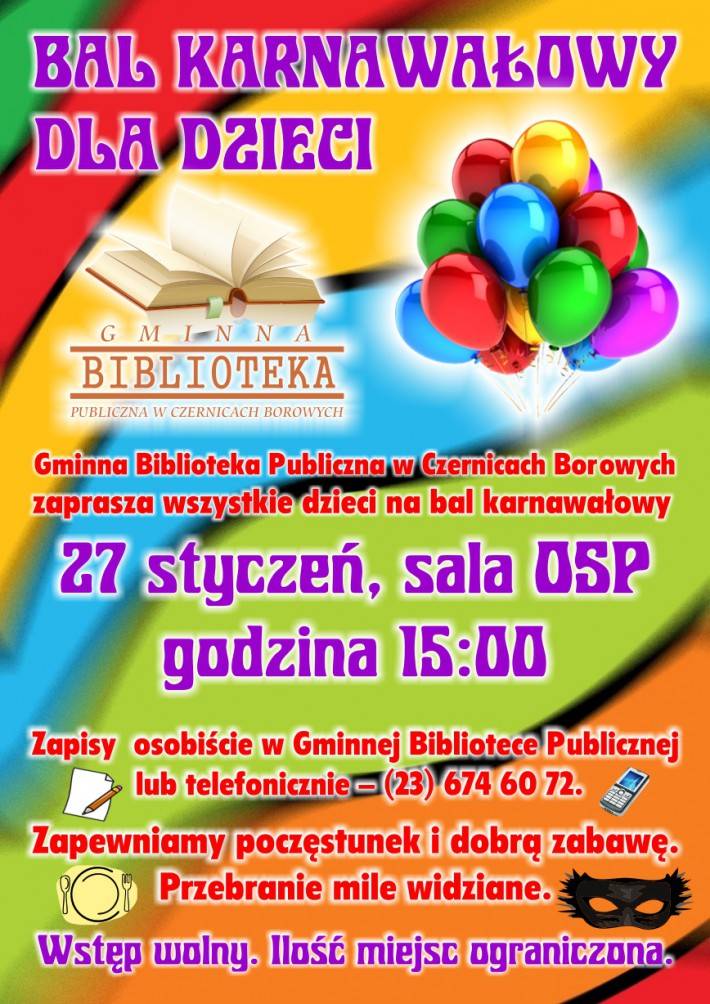 Czernice Borowe: Bal Karnawałowy dla dzieci