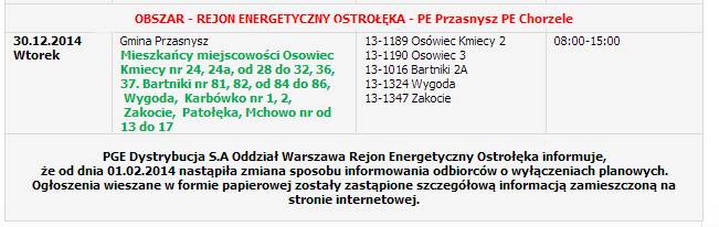 PGE: Informacja o planowanych wyłączeniach