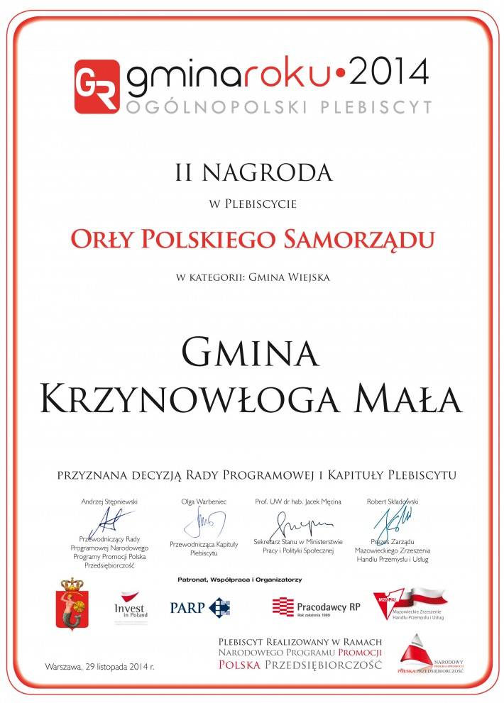Krzynowłoga Mała: Nagroda dla gminy... z drugim dnem