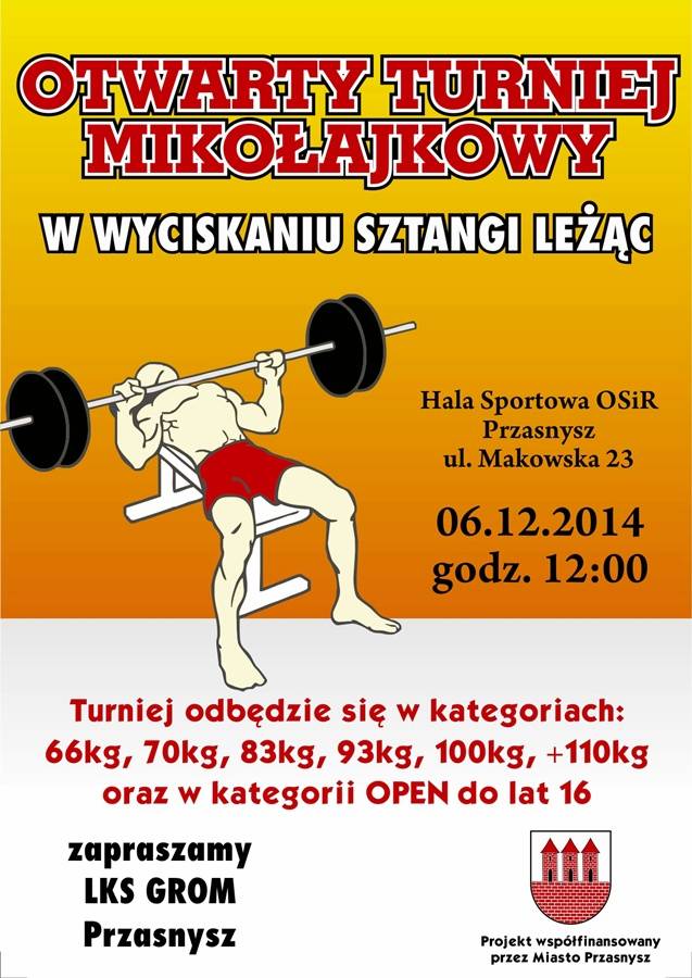 Otwarty Turniej Mikołajkowy w Wyciskaniu Sztangi Leżąc