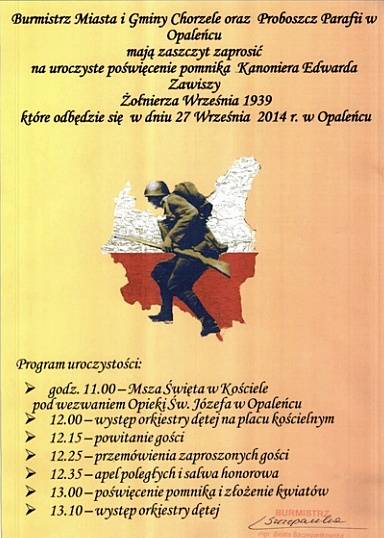 Uroczyste poświęcenie pomnika Kanoniera Edwarda Zawiszy 
